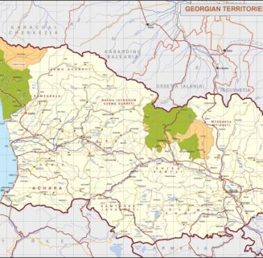 Obszary odłączone przez Rosję w wyniku wojny z Gruzją w 2008 roku - Abchazja i Południowa Osetia