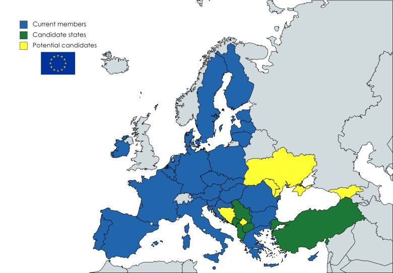 Członkowie Unii Europejskiej, kandydaci i potencjalni kandydaci, 2022