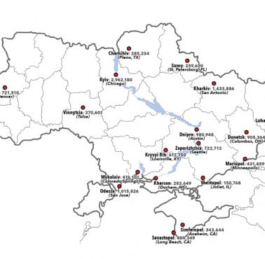 Największe miast Ukrainy z liczbą mieszkańców