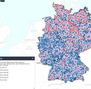 82 proc. Niemców może dotrzeć do średniej wielkości centrum miasta w ciągu 30 minut jazdy komunikacją miejską