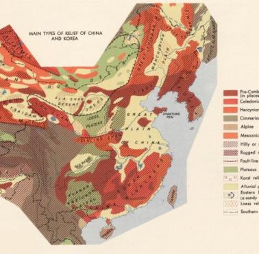 Reliefowa mapa Chin, lata 60-te, 1967