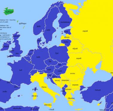 Słowo "Żyd" we wszystkich językach europejskich