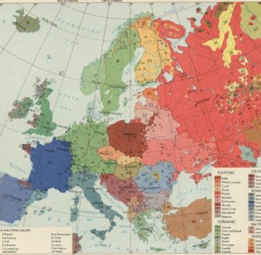 Mapa językowa Europy, lata 60-te, 1967