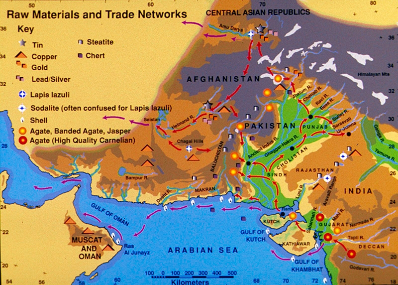 Główne szlaki komunikacyjne i handlowe Cywilizacji dolinego Indusu, 3000-1800 p.n.e.