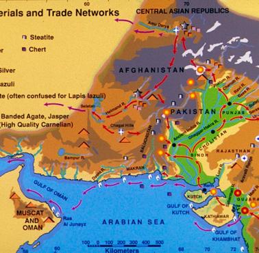 Główne szlaki komunikacyjne i handlowe Cywilizacji dolinego Indusu, 3000-1800 p.n.e.