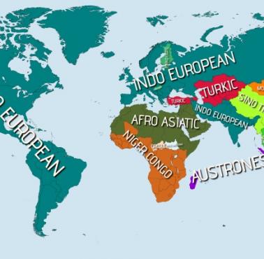 Mapa językowa świata. Rodziny językowe na świecie