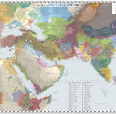 Mapa Azji Zachodniej i Południowej w 1504 roku