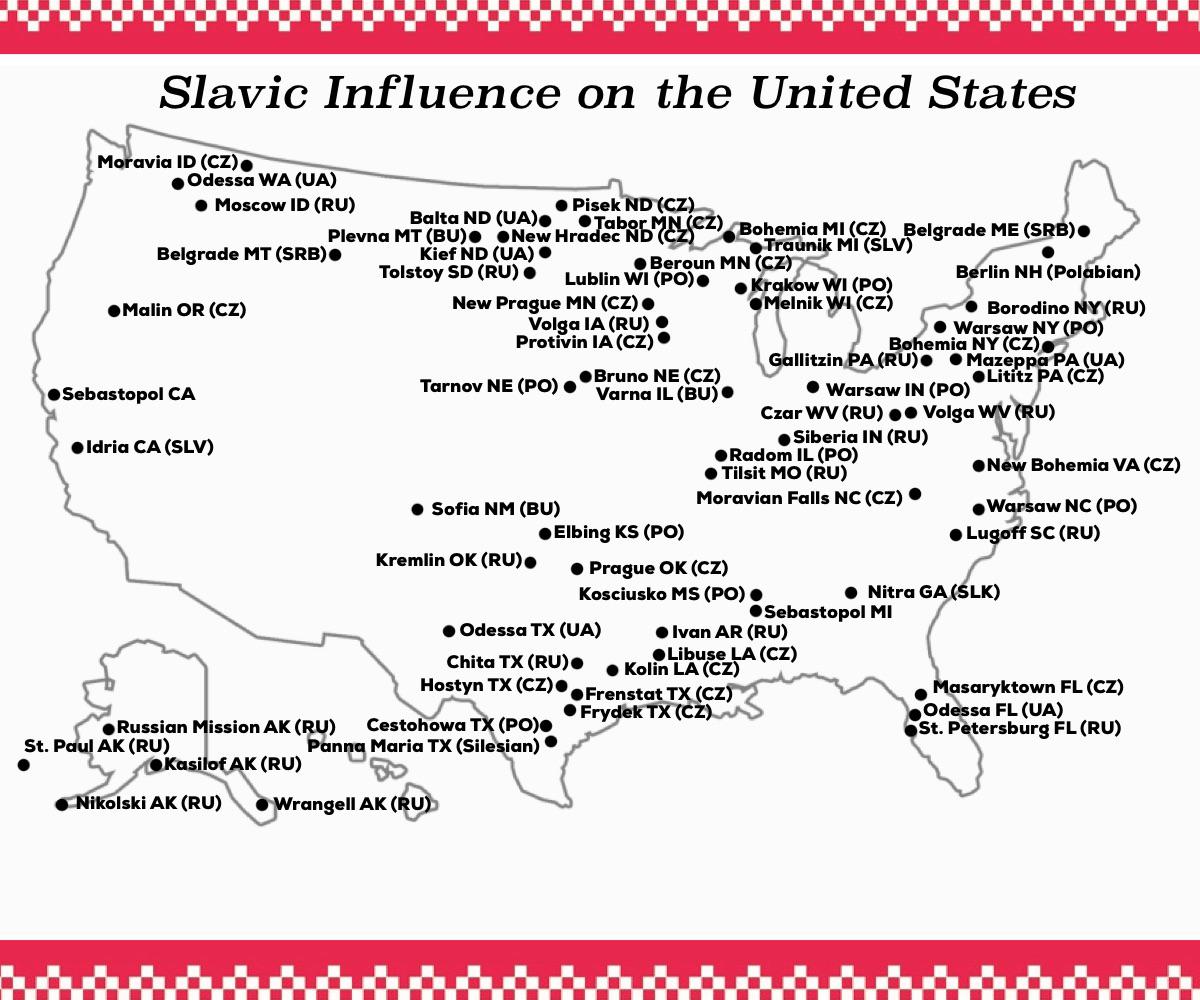 Słowiańskie nazwy miast i miasteczek w USA