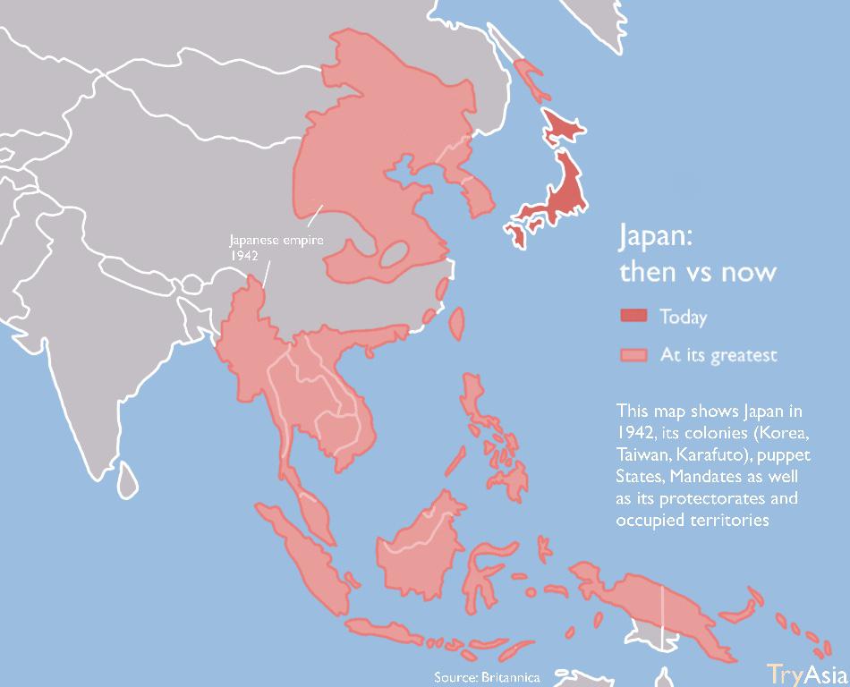 Zasięg japońskiej inwazji w 1942 roku