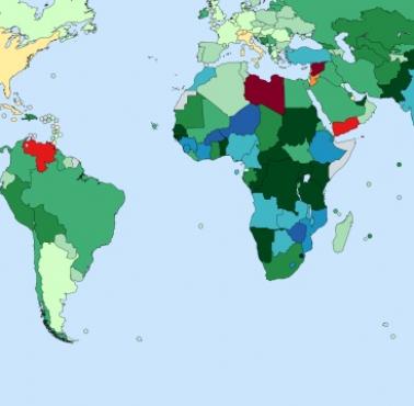 Najszybciej rozwijające się kraje na świecie (wzrost HDI, ang. Human Development Index), 2010-2020