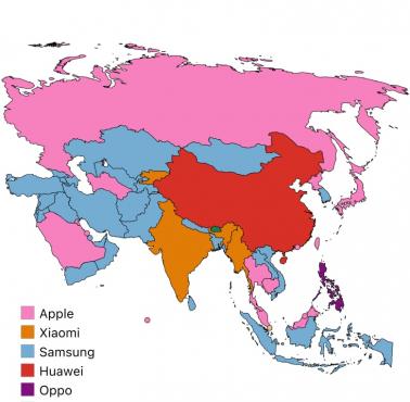 Najlepiej sprzedające się marki telefonów komórkowych w Azji, 2021