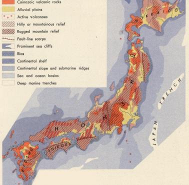 Reliefowa mapa Japonii, lata 60-te, 1967