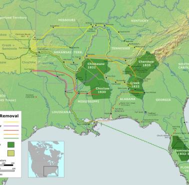 Przesiedlenia największych indiańskich plemion w USA w XIX wieku, wikipedia, Indianie