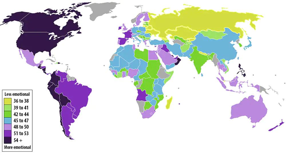 Kraje, w których ludzie są najbardziej i najmniej emocjonalni