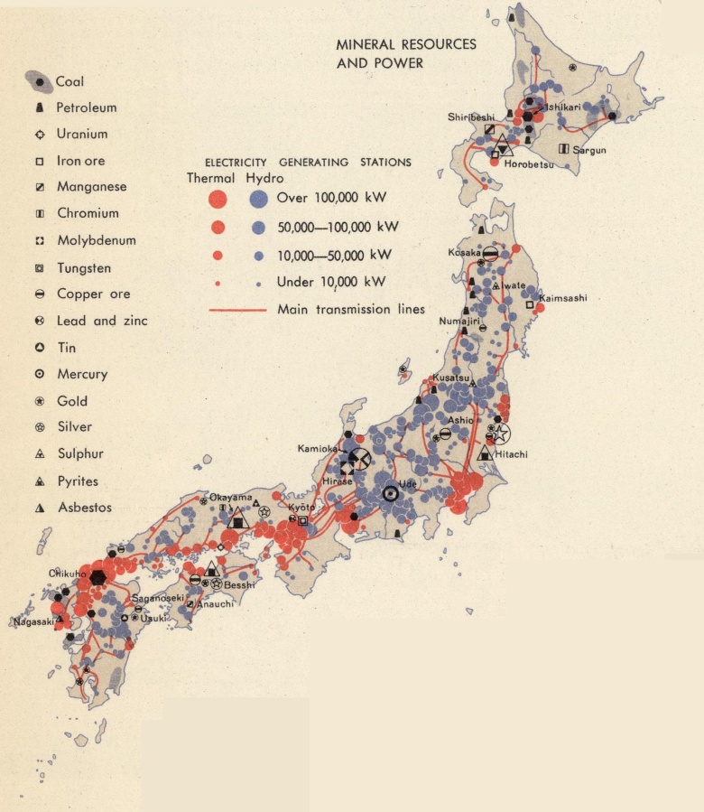 Przemysł i surowce mineralne Japonii (lata 60. XX wieku), 1967