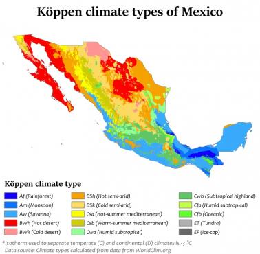 Typy klimatyczne Köppena w Meksyku