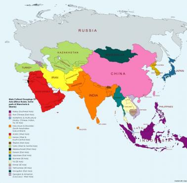 Mapa głównych kultur i cywilizacji Azji