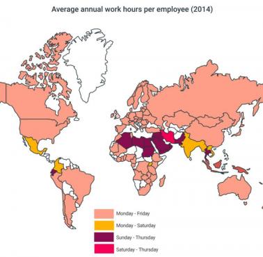 Wymuszone sankcją prawną dni wolne od pracy w poszczególnych krajach świata, 2014