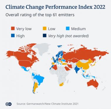 Kraje w Europie, które najbardziej i najmniej odczują zmiany klimatu, 2022