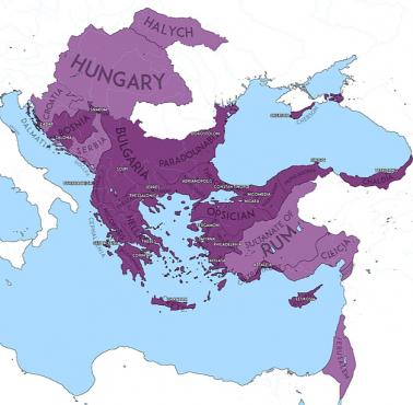 Mapa Cesarstwa Bizantyjskiego dynastii Komnenów