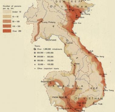 Gęstość zaludnienia Indochin (lata 60. XX wieku), 1967