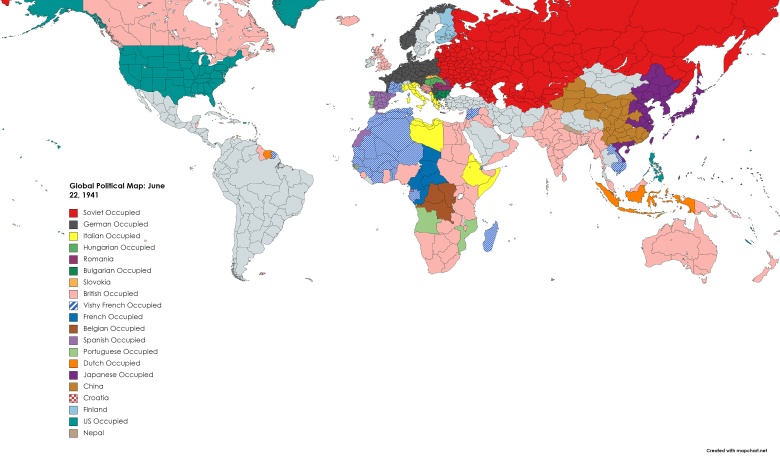 Mapa świata do 22 czerwca 1941 roku