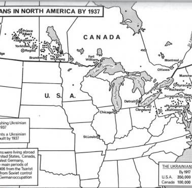 Ukraińska diaspora w Kanadzie, mapa z 1937 roku