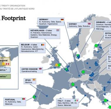Lokalizację akceleratorów technologicznych NATO (NATO - Initial DIANA Footprint)