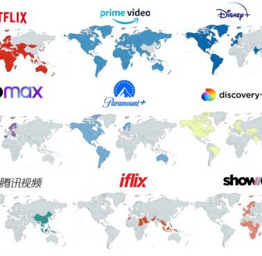 Lewary kulturowe: Iflix (Malezja), iQIYI (Chiny), pozostałe z USA: Netflix, Amazon Prime Video, Discovery+, Showmax, HBOmax ...