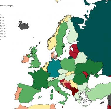 Długość czynnych linii kolejowych w Europie (oraz Eurazji i Afryce), Wikipedia