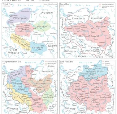 Ewolucja terytorialna Polski piastowskiej, IX-X wiek, 960-1333