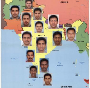 Uśredniony wygląd męskiej twarzy w Azji Południowej