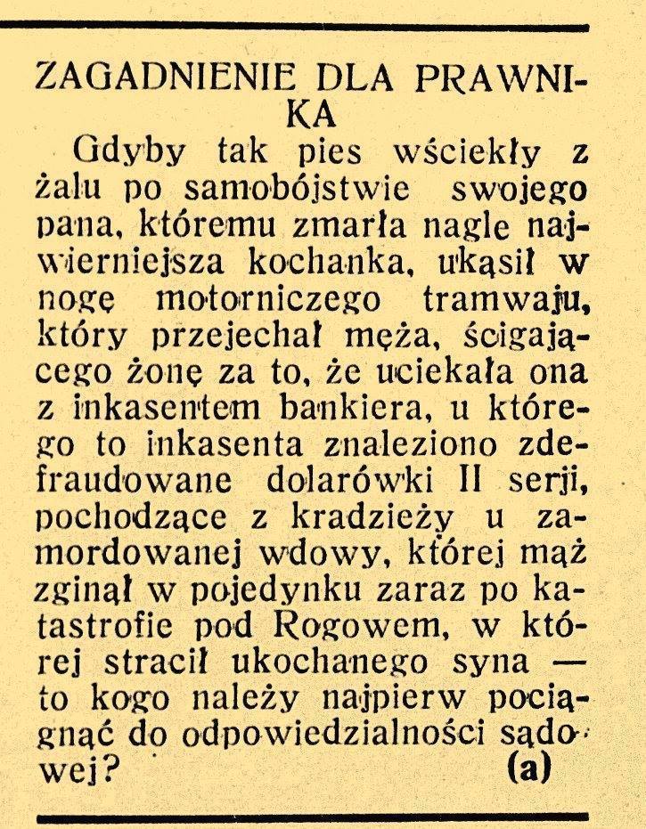 Zagadnienie dla prawnika, 1931