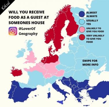 W których miejscach w Europie będąc w gościach możemy spodziewać się poczęstunku?