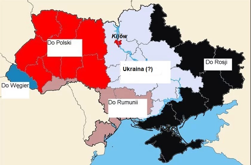 Propozycja rozbiorów Ukrainy, które otrzymały rządy Węgier i Rumunii, Polacy też otrzymali taką propozycję ...