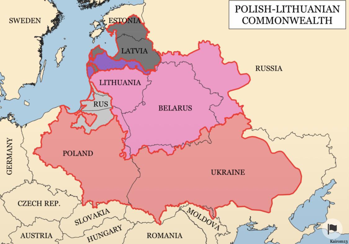 Unia polsko-litewska na tle współczesnych granic