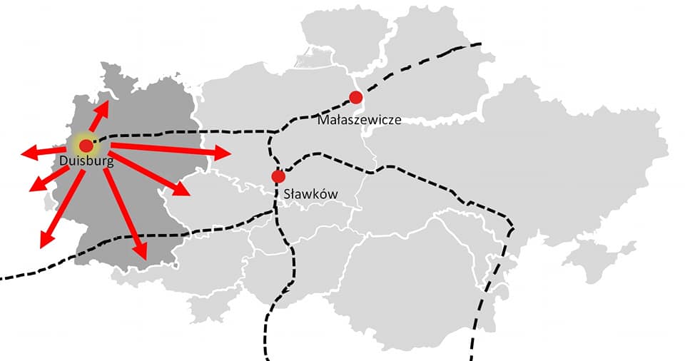 Geopolityka: Kluczowe połączenia kolejowe - huby cargo - Małaszewicze, Sławków