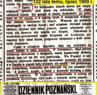 W 1901 roku było 37 stopni w cieniu w Polsce, 48 stopni w Paryżu... "Największe upały od 100 lat."