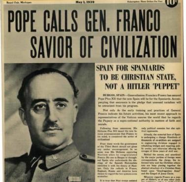 Papież nazywa gen. Franco zbawcą cywilizacji