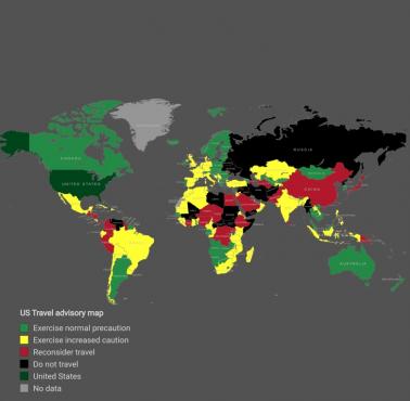 Sugestie dotyczące podróżowania dla obywateli USA, 2022