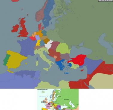 Jak miały wyglądać granice w Europie po I wojnie światowej w połowie 1915 roku, według Akcji Francuskiej