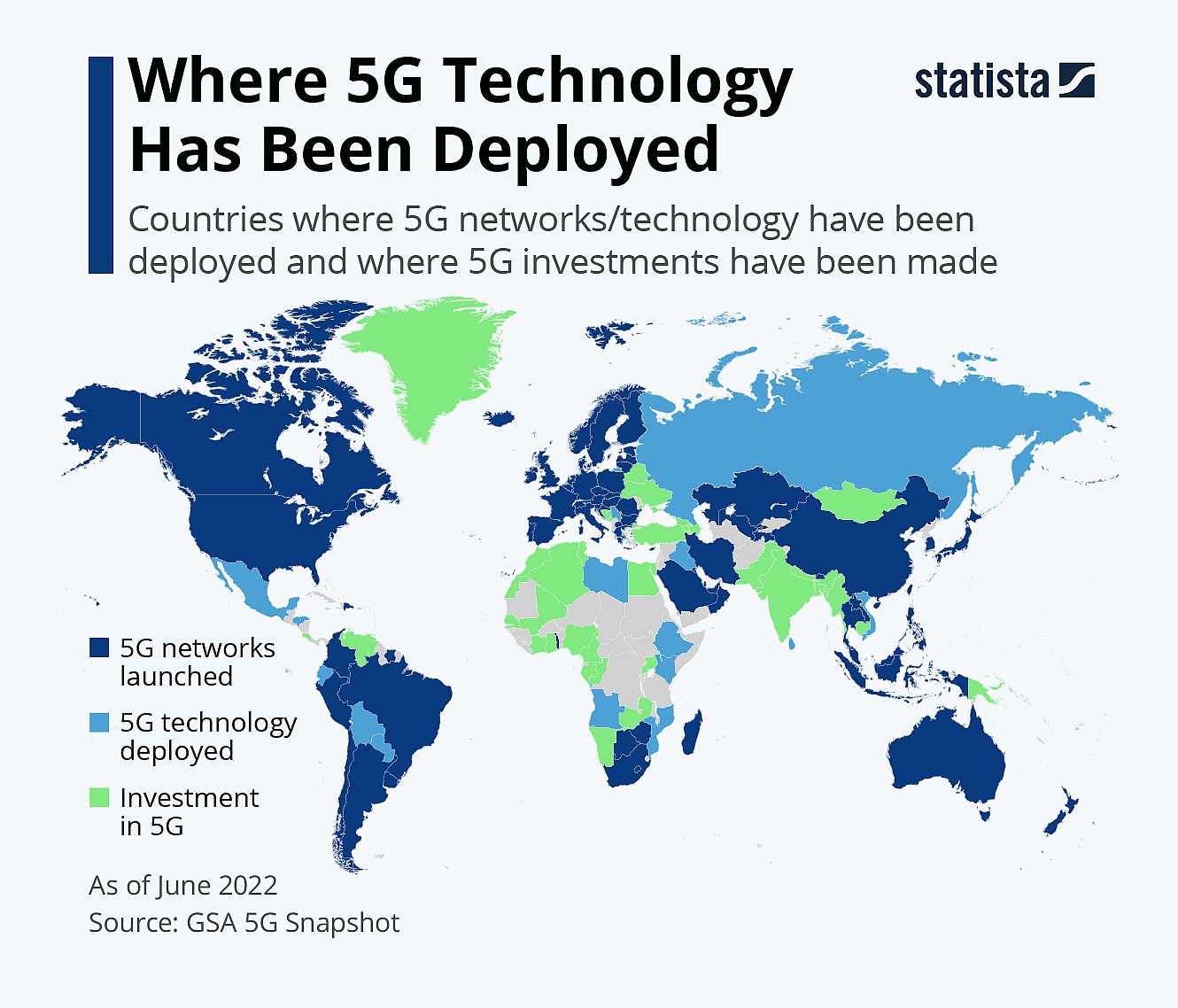 Wykorzystanie i dostępność sieci 5G na całym świecie, czerwiec 2022
