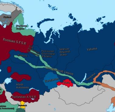 Byty polityczne, które powstały w trakcie wojny domowej w Rosji (rozpad Rosji)
