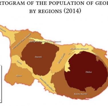 Gęstość zaludnienia Gruzji w ujęciu kartograficznym, 2014
