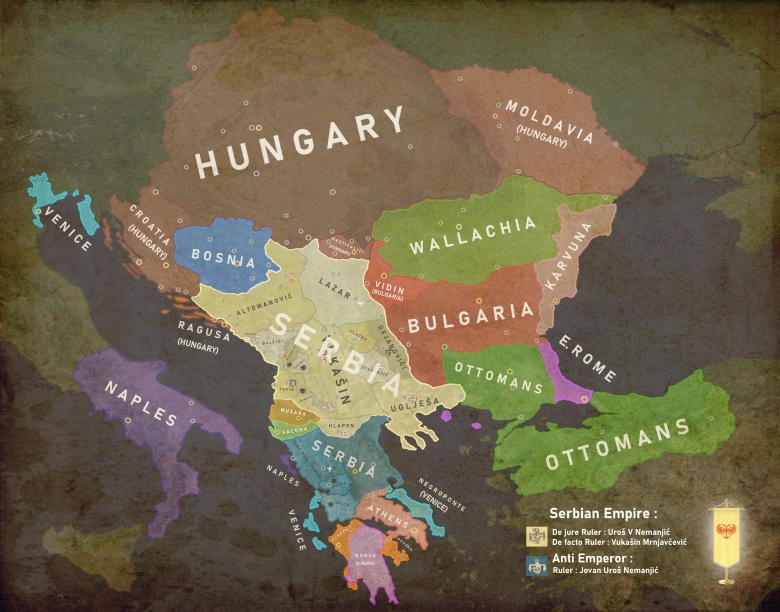 Mapa Bałkanów z 1371 roku