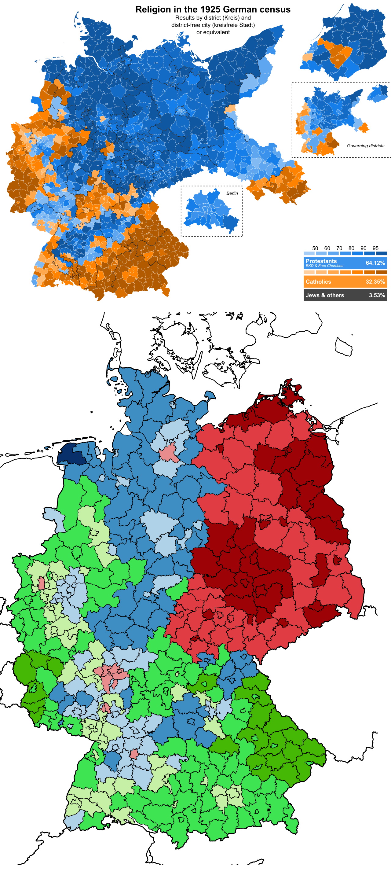 Religia w Republice Weimarskiej (1925), a religia we współczesnych Niemczech