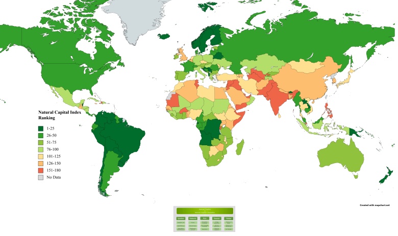 Kraje według Natural Capital Index, 2021