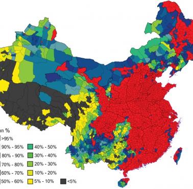 Etniczna mapa Chin, 2010