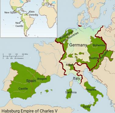 Imperium Karola V u szczytu potęgi w 1544 roku