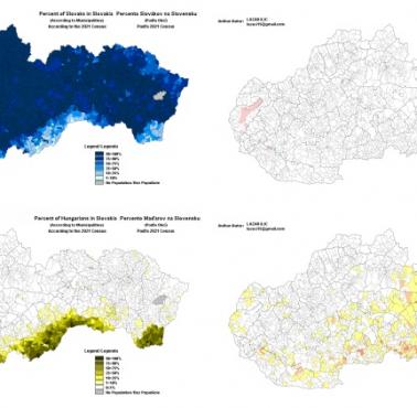 Mapa etniczna Słowacji (Węgrzy, Rusini, Romowie), spis ludności 2021